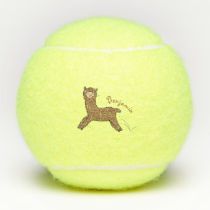 Balles De Tennis Dessin animé d'alpaca brun heureux mignon