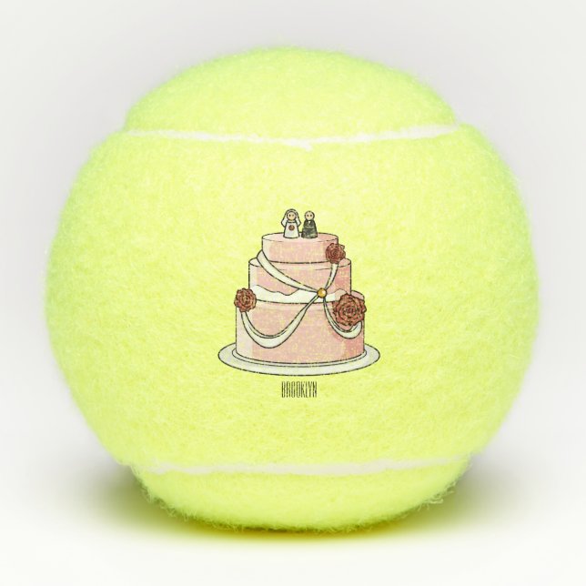 Balles De Tennis dessin animé de gâteau mariage (Devant)