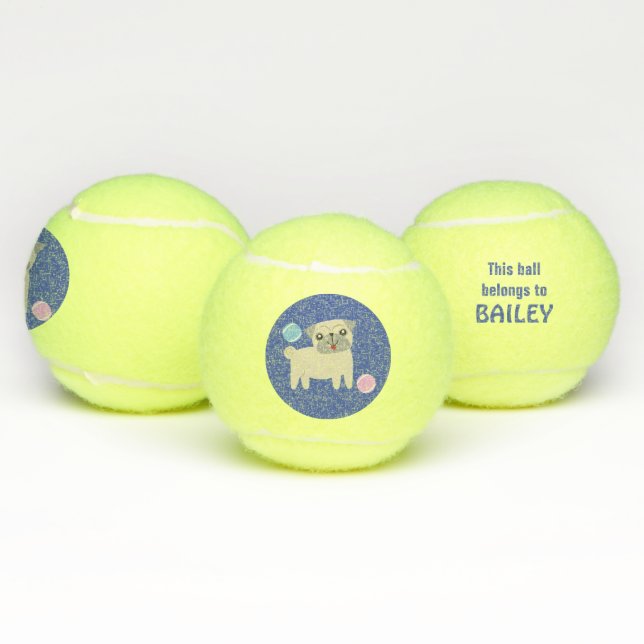 Balles De Tennis Dessin personnalisé de chien de Carlin (Multiple)
