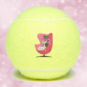 Balles De Tennis Deux chats élégants de style mi-siècle en chaise r