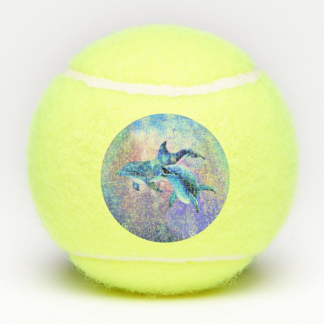 Balles De Tennis Dolphin Couple Tennis Balls Famille (Dos)
