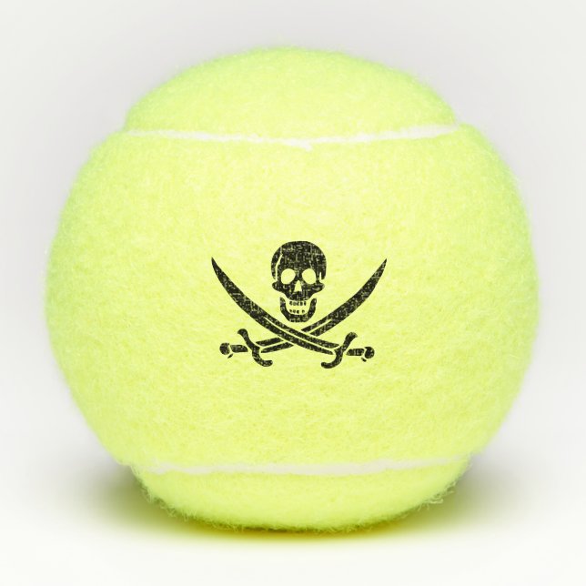 Balles De Tennis Drapeau de pirate Crâne croisé épées (Devant)