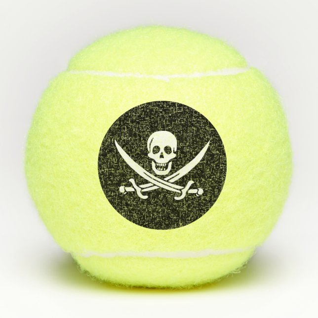 Balles De Tennis Drapeau pirate crâne épées croisées (Devant)