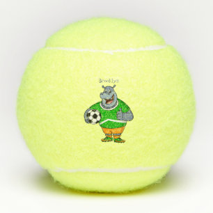 Balles De Tennis Drôle de joueur de football hippo dessin humoristi