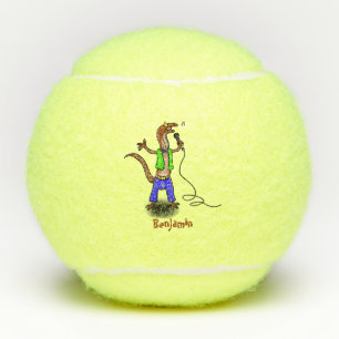 Balles De Tennis Drôle lézard chantant avec bande dessinée de micro