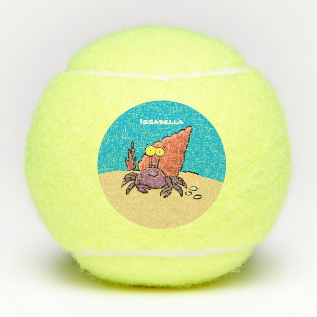 Balles De Tennis Drôle mignon caricature pourpre crabe ermite (Devant)