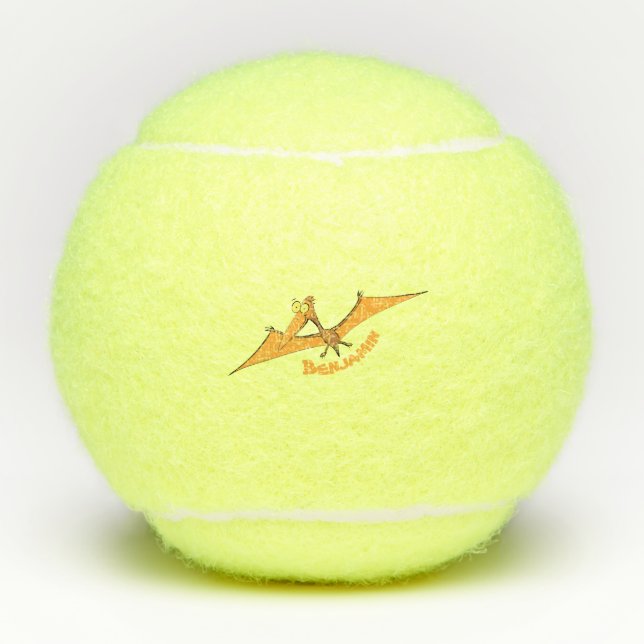 Balles De Tennis Drôle mignon dessin animé de pterodactyle volant o (Devant)