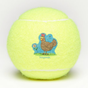 Balles De Tennis Drôle poulet rustique whimsical dessin animé