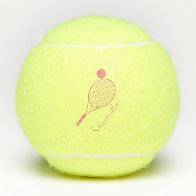 Balles De Tennis Élégant Script Jeux modernes Nom Personnalisé (Devant)