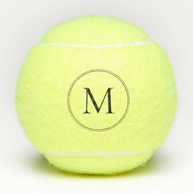 Balles De Tennis Élégante bordure pointillée Monogramme (Devant)