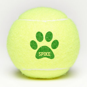Balles De Tennis Empreinte de patte de animal de compagnie vert Nom