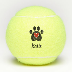 Balles De Tennis Empreinte de patte et coeur noirs
