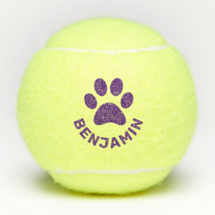 Balles De Tennis Empreinte de patte personnalisé Purple Nom de l'a