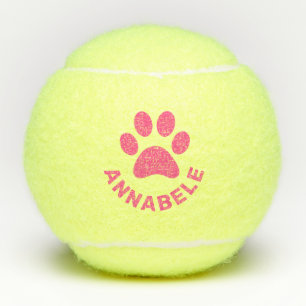 Balles De Tennis Empreinte de patte personnalisé rose Nom de l'ani
