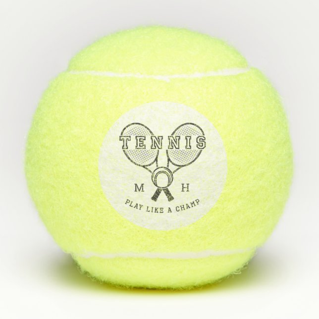 Balles De Tennis Ensemble de billes TENNIS monogramme personnalisé (Devant)
