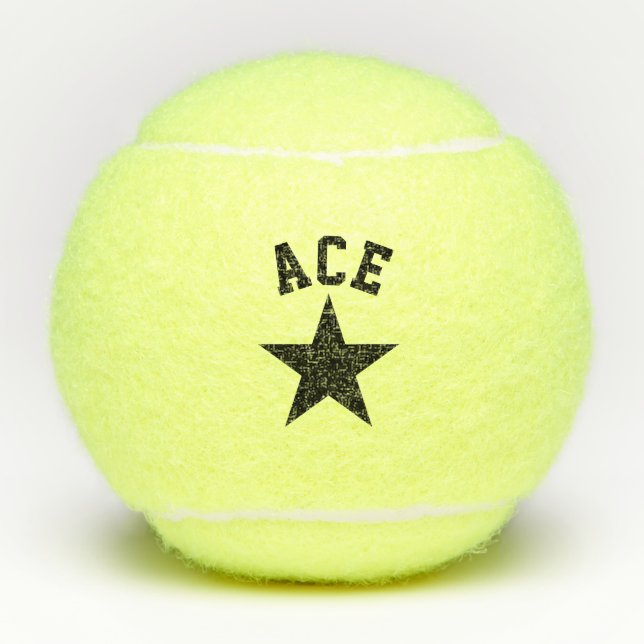 Balles De Tennis Étoile noire as de personnalisation des initiales  (Devant)