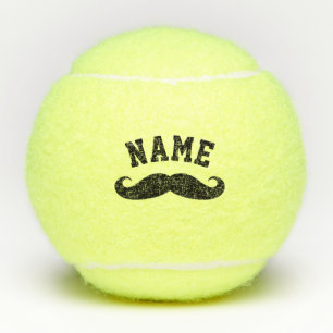 Balles De Tennis Fausse moustache noire drôle avec nom personnalisé
