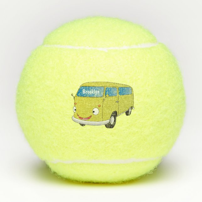 Balles De Tennis Fourgonnette verte lime classique de dessin animé (Devant)