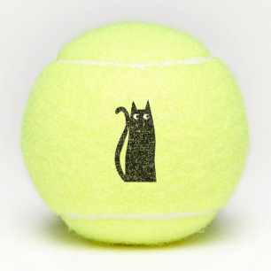 Balles De Tennis Fun Chat Noir