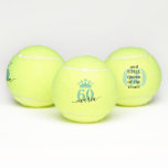 Balles De Tennis Funny 60e anniversaire Custom Queen of the Court<br><div class="desc">Amusant balle de tennis personnalisée 60ème anniversaire avec nom et âge personnalisés et le dicton "60 et toujours reine du terrain" en violet et noir. Les couleurs et les polices peuvent être modifiées.</div>