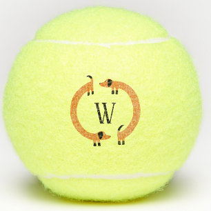 Balles De Tennis Funny Dachshund Saucisse Chien Monogramme