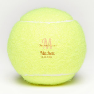 Balles De Tennis garçon d'honneur orange nom lettre date pastel mas