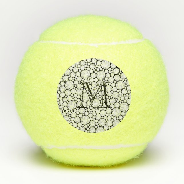 Balles De Tennis Gemstones Tennis Ball Glam Initial Bling Diamants (Devant)