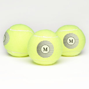 Balles De Tennis Grandes Motifs Noires Et Blanches Monogrammes Élég