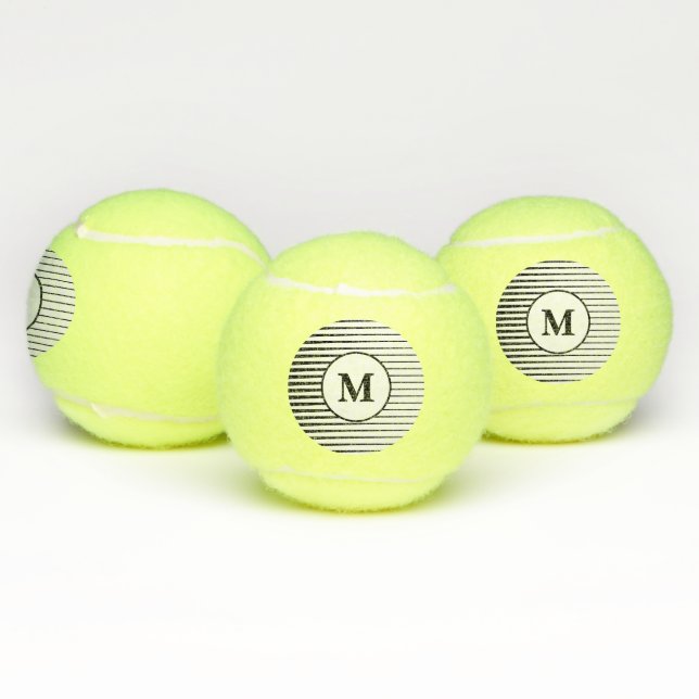 Balles De Tennis Grandes Motifs Noires Et Blanches Monogrammes Élég (Multiple)