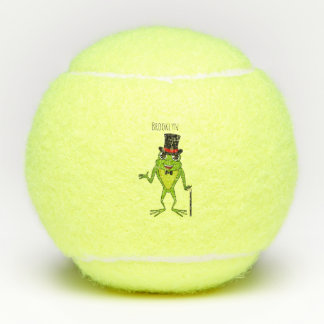 Balles De Tennis Grenouille drôle avec chapeau haut de forme cartoo