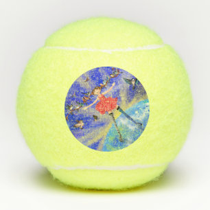 Balles De Tennis Happy Girl with Birds - Ajouter votre texte / nom