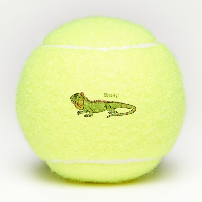 Balles De Tennis Happy green iguana cartoon (Devant)