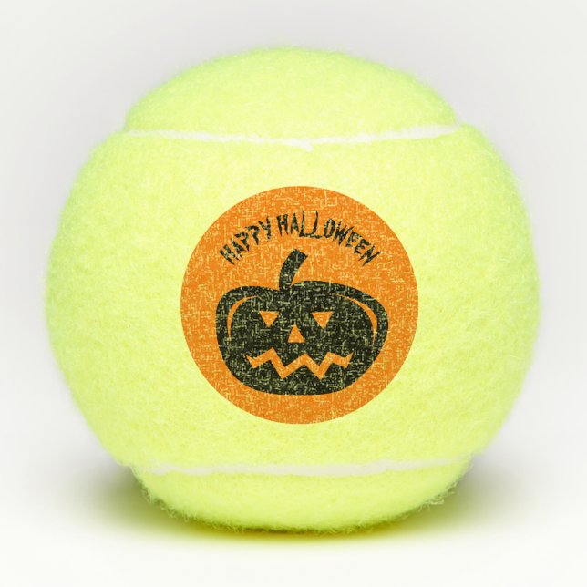 Balles De Tennis Happy Halloween citrouille de la tête sculptée bal (Devant)