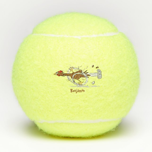 Balles De Tennis Illustration amusante de poulet cool (Devant)