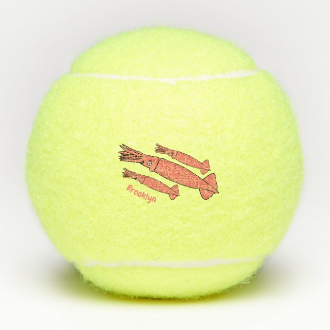 Balles De Tennis Illustration de calamar rose (Devant)