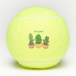 Balles De Tennis Illustration de chant trio de cactus mignons