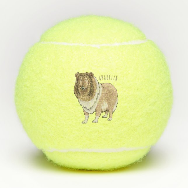 Balles De Tennis Illustration de chien Rough collie (Devant)