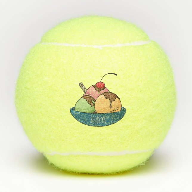 Balles De Tennis Illustration de crème glacée (Devant)