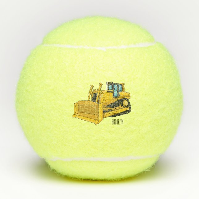 Balles De Tennis Illustration de dessin animé Bulldozer (Devant)