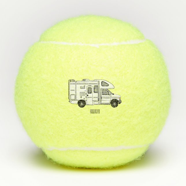 Balles De Tennis Illustration de dessin animé Campervan (Devant)