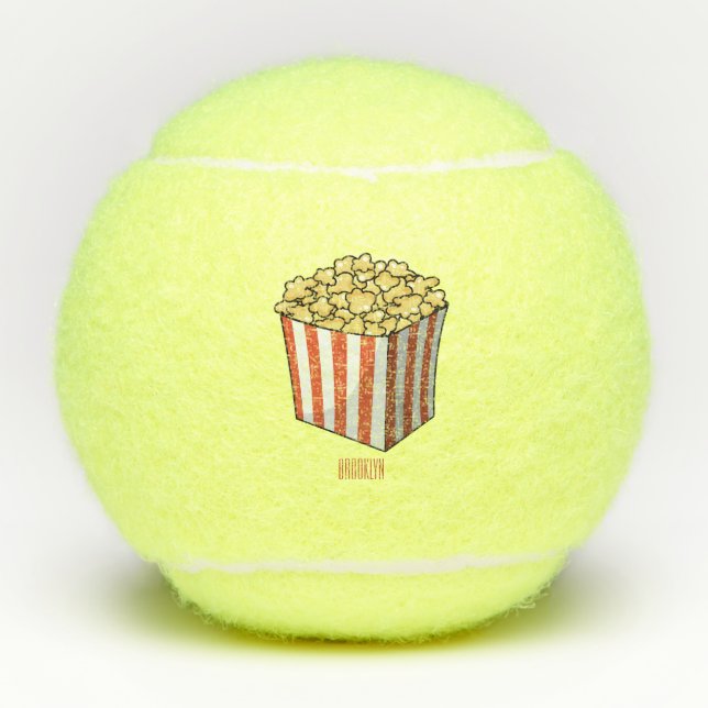 Balles De Tennis Illustration de dessin animé Popcorn (Devant)