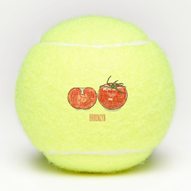 Balles De Tennis Illustration de dessin sur la tomate (Devant)