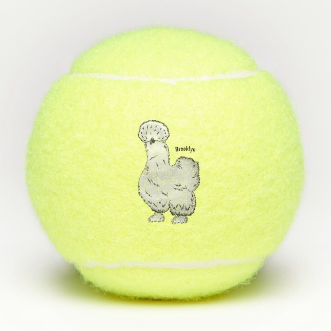 Balles De Tennis Illustration de la caricature du poulet Silkie (Devant)