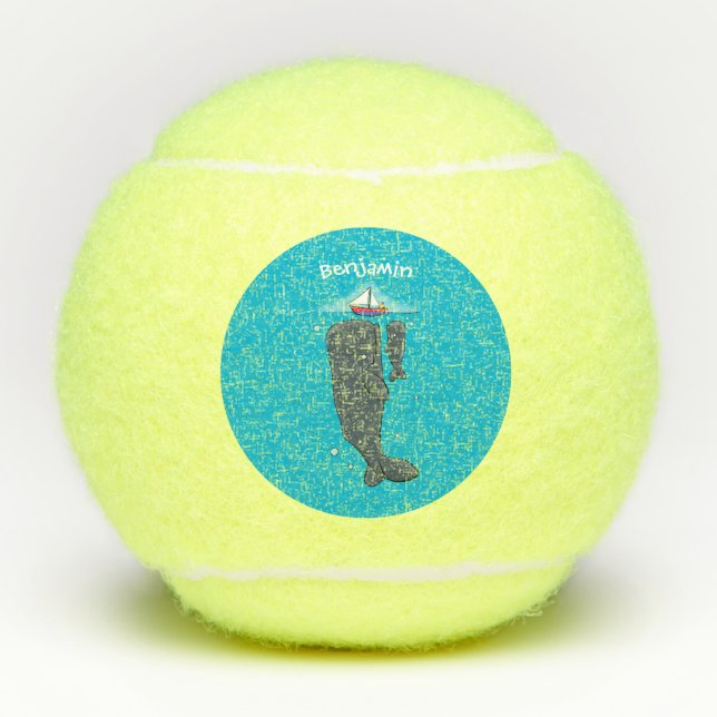 Balles De Tennis Illustration de mignons baleines et voiliers (Devant)