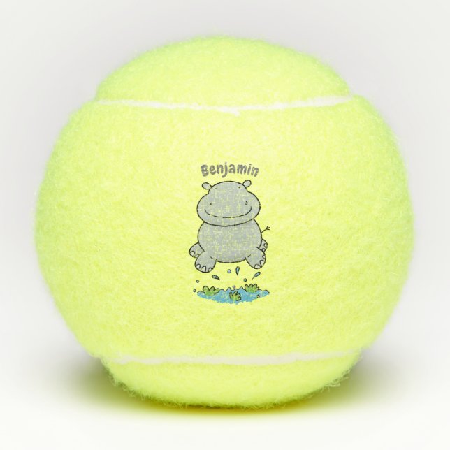 Balles De Tennis Illustration de saut en hippo mignon (Devant)