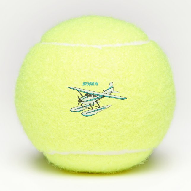 Balles De Tennis Illustration d'hydravion bleu blanc (Devant)