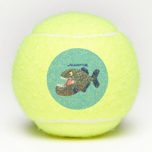 Balles De Tennis Illustration drôle de piranha affamée