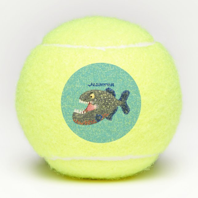Balles De Tennis Illustration drôle de piranha affamée (Devant)