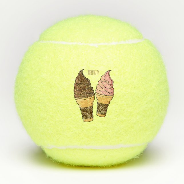 Balles De Tennis Illustration du cône de crème glacée (Devant)