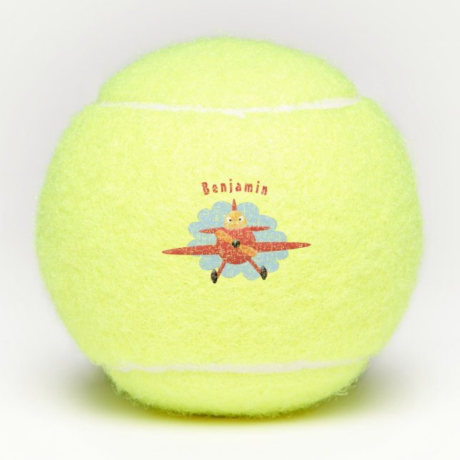 Balles De Tennis Illustration d'un avion rouge volant mignon (Devant)